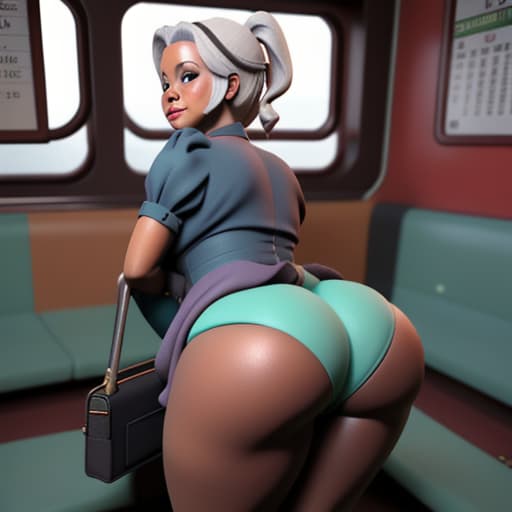  granny voluptuosa booty en estación de tren en Nigeria 3D