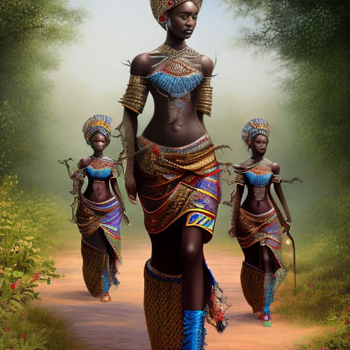 mdjrny-v4 style African maidens walking