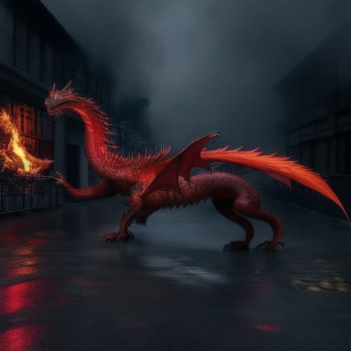  un dragon enfurecido rojo envuelto en fuego hyperrealistic, full body, detailed clothing, highly detailed, cinematic lighting, stunningly beautiful, intricate, sharp focus, f/1. 8, 85mm, (centered image composition), (professionally color graded), ((bright soft diffused light)), volumetric fog, trending on instagram, trending on tumblr, HDR 4K, 8K