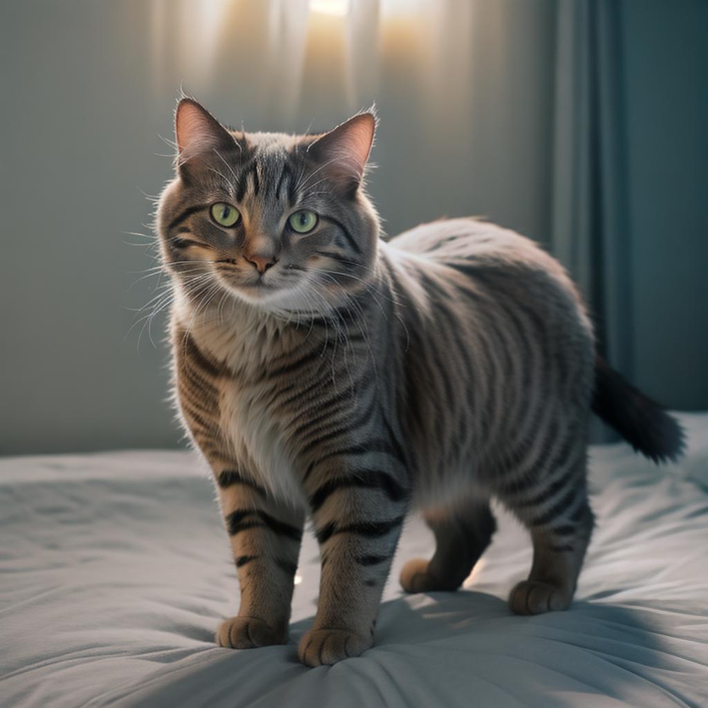  @PB_ImgGenBot Cat hyperrealistic, full body, detailed clothing, highly detailed, cinematic lighting, stunningly beautiful, intricate, sharp focus, f/1. 8, 85mm, (centered image composition), (professionally color graded), ((bright soft diffused light)), volumetric fog, trending on instagram, trending on tumblr, HDR 4K, 8K