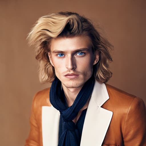 portrait+ style Russian queer supermodel blonde hunk dude face