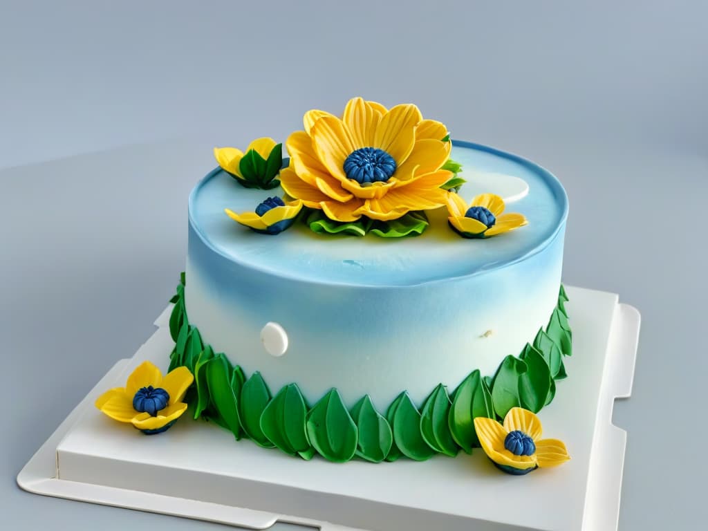  A closeup, highresolution image of a perfectly sculpted, intricate sugar flower atop a meticulously decorated cake, showcasing the intricate details and skill involved in professional pastry competitions. hyperrealistic, full body, detailed clothing, highly detailed, cinematic lighting, stunningly beautiful, intricate, sharp focus, f/1. 8, 85mm, (centered image composition), (professionally color graded), ((bright soft diffused light)), volumetric fog, trending on instagram, trending on tumblr, HDR 4K, 8K