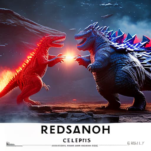 redshift style godzilla vs space godzilla en paris hyperrealistic, full body, detailed clothing, highly detailed, cinematic lighting, stunningly beautiful, intricate, sharp focus, f/1. 8, 85mm, (centered image composition), (professionally color graded), ((bright soft diffused light)), volumetric fog, trending on instagram, trending on tumblr, HDR 4K, 8K