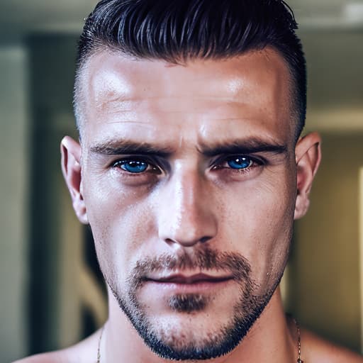 portrait+ style russian queer fitness model blonde very cute dilf dude face