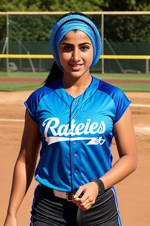  Middle eastern female playing softball