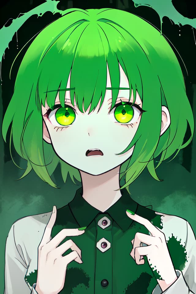  The horror of green hair characters