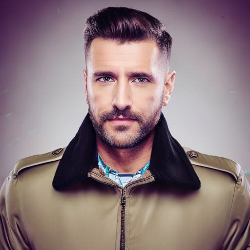 portrait+ style russian queer tv host brunette very cute dilf dude face