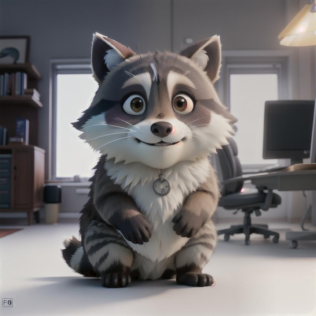  raccoon sitting in gaming chair front a computer on desktop, ((semi anthropomorphic)),(full body), tail, belly, sitting, fat, (chubby), (((white background))), solo, desktop, gaming chair, side view,  [[[clothes]]] hyperrealistic, full body, detailed clothing, highly detailed, cinematic lighting, stunningly beautiful, intricate, sharp focus, f/1. 8, 85mm, (centered image composition), (professionally color graded), ((bright soft diffused light)), volumetric fog, trending on instagram, trending on tumblr, HDR 4K, 8K