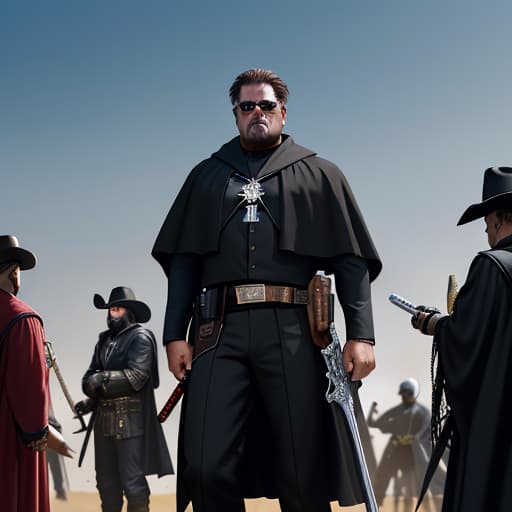  Behind the head of a decadent middle-aged man, black-robed young immortals, sword-wielding heroes, western cowboys armed with revolvers, soldiers armed with submachine guns, and other strange characters all stood eyeing the young man.