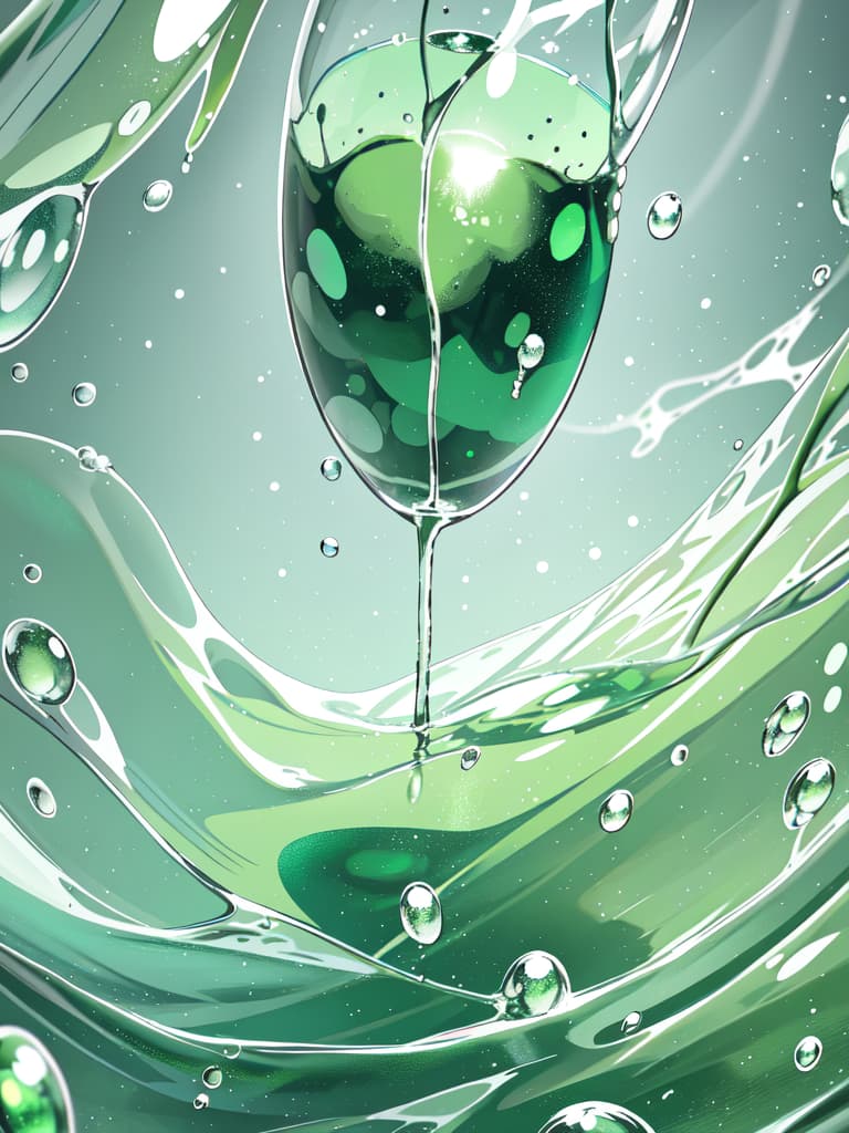  Green hair character in a large droplet drip, green hair in "water drops", masterpiece, best quality,8k,ultra detailed,high resolution,an extremely delicate and beautiful,hyper detail