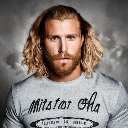 portrait+ style Mister olympia queer blonde hunk dude face