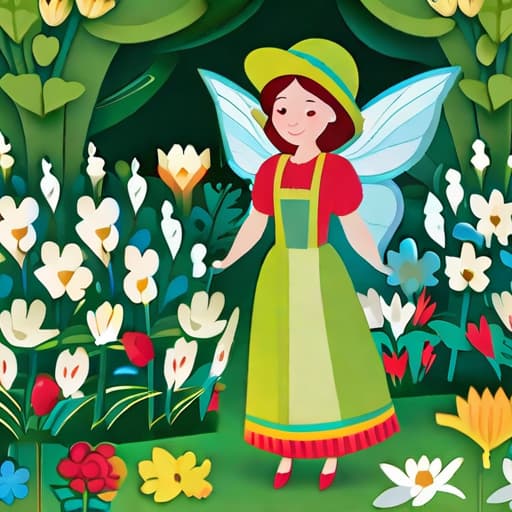  Imagine a scene taking place on a bright spring day, in a corner of a lush, blue-toned garden. The character in focus is Lina, a small and lovable fairy. She's dressed in a shimmering green dress and wears a cute red hat. Her wings are subtly glowing. The garden setting is filled with multicolored flowers, under which the verdant green grass glistens in the sunlight. The purpose of this prompt is to provide clear and detailed information, eschewing ambiguity and focusing on direct depictions in order to most vividly portray the essence of the scene and its components. , best quality, very detailed, high resolution, sharp, sharp image, extremely detailed, 4k, 8k hyperrealistic, full body, detailed clothing, highly detailed, cinematic lighting, stunningly beautiful, intricate, sharp focus, f/1. 8, 85mm, (centered image composition), (professionally color graded), ((bright soft diffused light)), volumetric fog, trending on instagram, trending on tumblr, HDR 4K, 8K