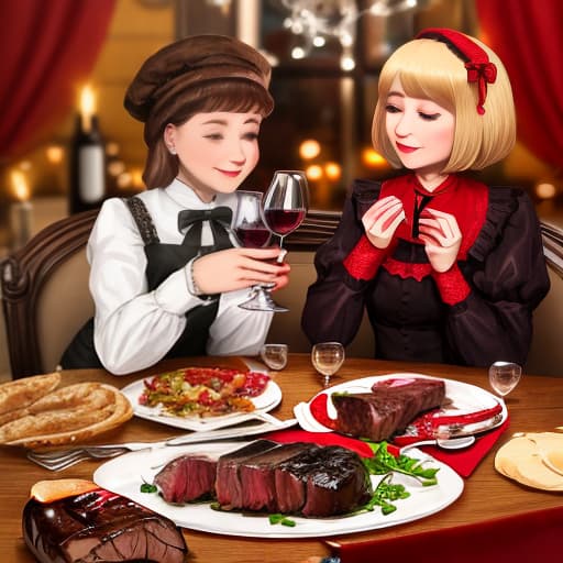  Steak, Ukraine women, red wine, candles,