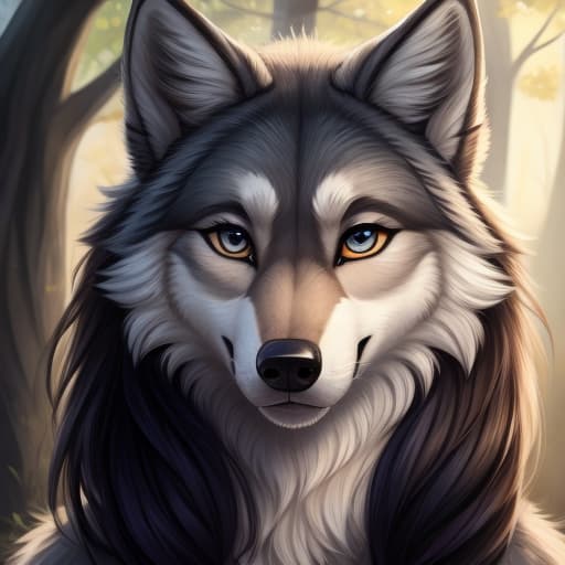  Female wolf, open eyes, digital art, masterpiece, 4k, fine details,