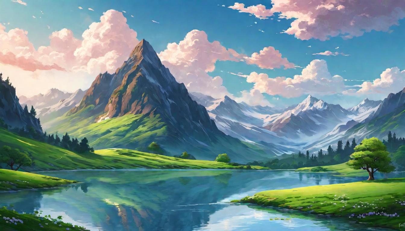  digital illustration, A clear mountain spring reflecting the sky, purity, driven purpose, reflection of intent, looking at viewer, dynamic pose, (intricate details, masterpiece, best quality)