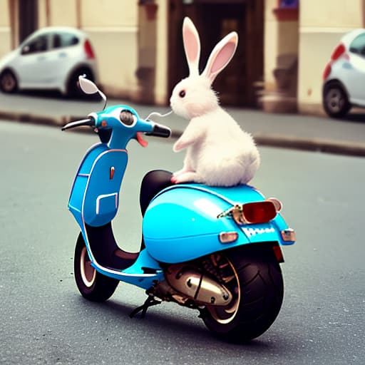  cute bunny on vespa bike