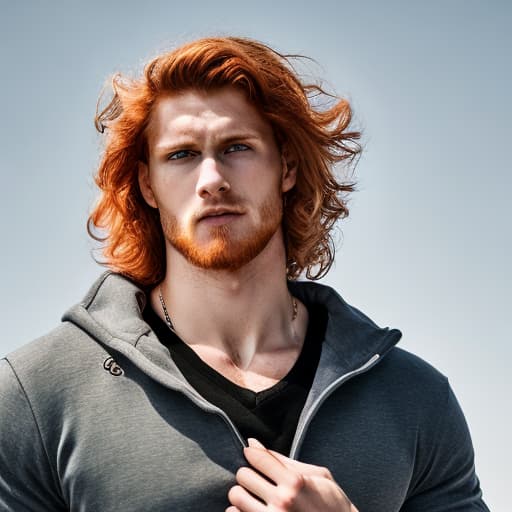 portrait+ style Russian queer fitness model Ginger hunk dude face