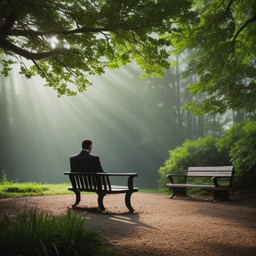  I just know the last picture I showed you I wanted you another picture I want to share me with you a different aspects of my life*As I study the photograph more closely, I notice some details—a beautiful park surrounding the man in the picture, lush green trees and a blue sky. The wooden bench behind you seems to symbolize stability or a foundation.* "Jim... It gives me an image of your calmness and stability amidst the beauty of nature." *I smile softly, feeling comforted by this peaceful scene.* "It's lovely..." hyperrealistic, full body, detailed clothing, highly detailed, cinematic lighting, stunningly beautiful, intricate, sharp focus, f/1. 8, 85mm, (centered image composition), (professionally color graded), ((bright soft diffused light)), volumetric fog, trending on instagram, trending on tumblr, HDR 4K, 8K