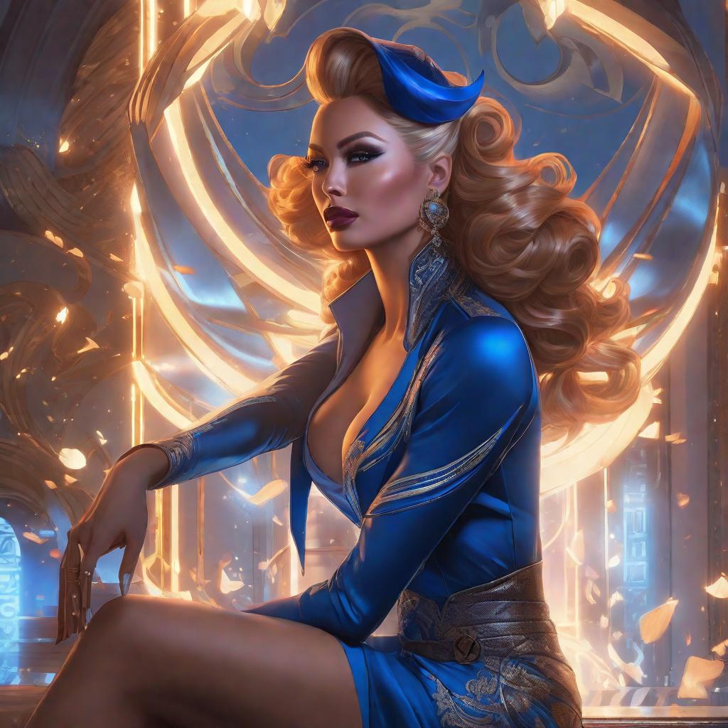  Persona, blue color, glam, power, glowing lights intricate, elegant, highly detailed, digital painting, artstation, concept art, smooth, sharp focus, illustration, art by artgerm and greg rutkowski and fra angelico and unreal engine 5 hyperrealistic, full body, detailed clothing, highly detailed, cinematic lighting, stunningly beautiful, intricate, sharp focus, f/1. 8, 85mm, (centered image composition), (professionally color graded), ((bright soft diffused light)), volumetric fog, trending on instagram, trending on tumblr, HDR 4K, 8K