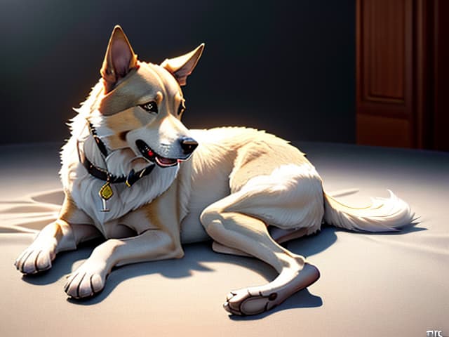  a dog sitting hyperrealistic, full body, detailed clothing, highly detailed, cinematic lighting, stunningly beautiful, intricate, sharp focus, f/1. 8, 85mm, (centered image composition), (professionally color graded), ((bright soft diffused light)), volumetric fog, trending on instagram, trending on tumblr, HDR 4K, 8K