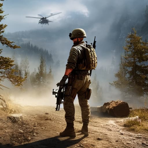  call of duty hyperrealistic, full body, detailed clothing, highly detailed, cinematic lighting, stunningly beautiful, intricate, sharp focus, f/1. 8, 85mm, (centered image composition), (professionally color graded), ((bright soft diffused light)), volumetric fog, trending on instagram, trending on tumblr, HDR 4K, 8K