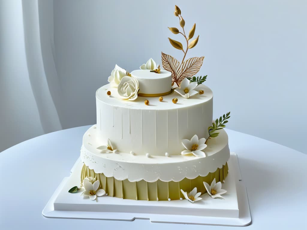  A stunning, ultradetailed 8k image of a delicate neoclassical cake masterpiece, featuring intricate white fondant scrolls and delicate sugar flowers reminiscent of ancient Greek architecture. The cake is displayed on a sleek, modern marble plinth, creating a juxtaposition of classical and contemporary elements. The precision and elegance of the design showcase the seamless fusion of neoclassical artistry with modern pastry techniques, inspiring readers to incorporate ancient art elements into their own baking creations. hyperrealistic, full body, detailed clothing, highly detailed, cinematic lighting, stunningly beautiful, intricate, sharp focus, f/1. 8, 85mm, (centered image composition), (professionally color graded), ((bright soft diffused light)), volumetric fog, trending on instagram, trending on tumblr, HDR 4K, 8K