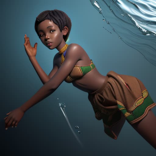  african woman with short hair drowning in the water