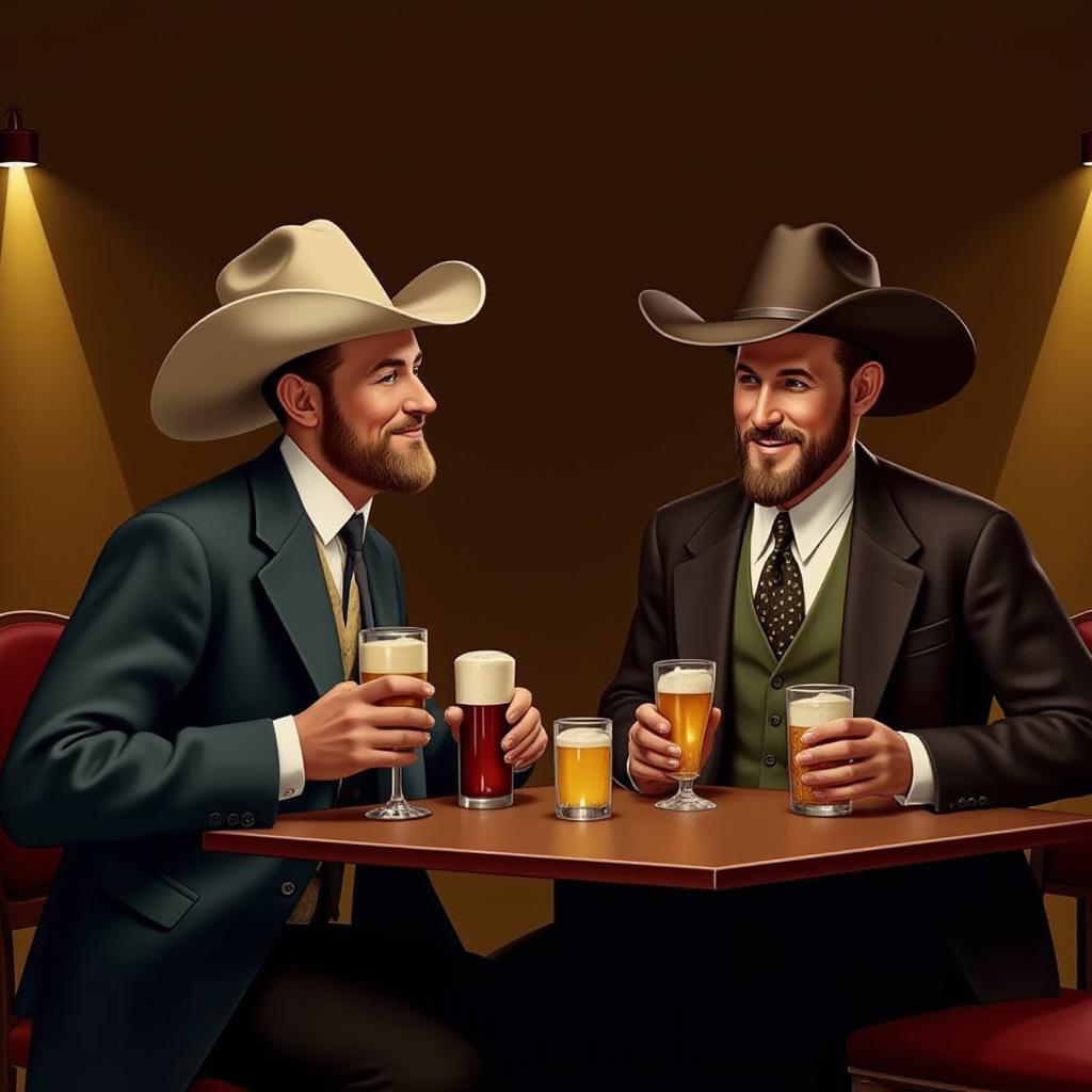  two gentlemmen drinking beer in the bar, the cowboy corral