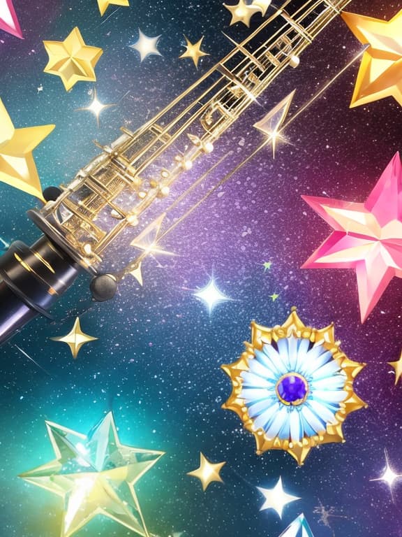  Sparkling star wallpaper with gems and pretty musical notes