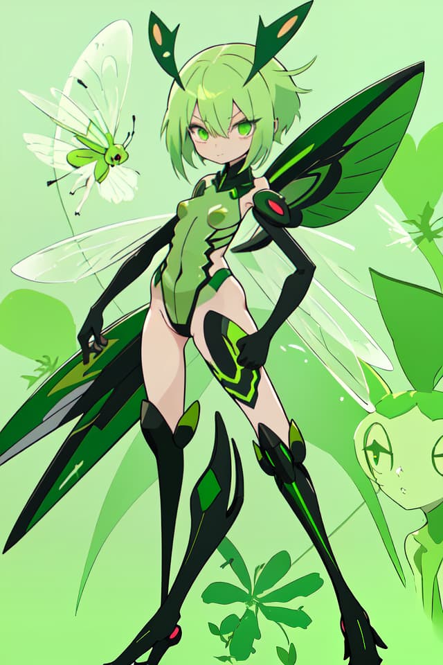  Green hair character of insect mantis