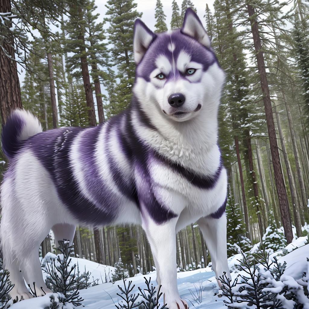  masterpiece, best quality, Husky with pine trees tattoo style