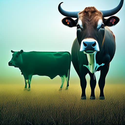 dublex style Create an image of a cow with mushrooms