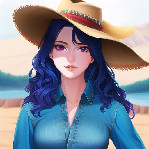  (:1.4), Cow , long wavy , wild west, cowboy hat, western town, jeans, masterpiece, (detailed face), (detailed clothes), f/1.4, ISO 200, 1/160s, 4K, unedited, symmetrical balance, in-frame, masterpiece, perfect lighting, (beautiful face), (detailed face), (detailed clothes), 1 , (woman), 4K, ultrarealistic, unedited, symmetrical balance, in-frame