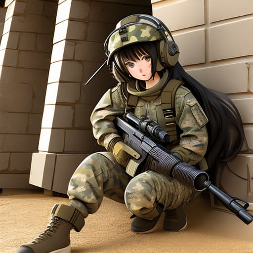  Camouflage clothing full body machine gun combat combat helicopter girl cute