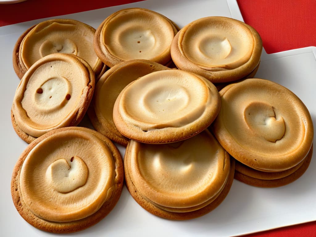  A closeup, ultradetailed image of a perfectly goldenbrown batch of freshly baked cookies resting on a Silpat silicone baking mat, showcasing the flawless texture and even baking achieved using this method. The cookies are arranged in a neat row, emitting a tempting aroma, with a subtle sheen on their surface indicating a perfect level of crispness. The background is softly blurred, emphasizing the cookies and the Silpat mat's sleek, minimalistic design, evoking a sense of professional precision and culinary mastery. hyperrealistic, full body, detailed clothing, highly detailed, cinematic lighting, stunningly beautiful, intricate, sharp focus, f/1. 8, 85mm, (centered image composition), (professionally color graded), ((bright soft diffused light)), volumetric fog, trending on instagram, trending on tumblr, HDR 4K, 8K