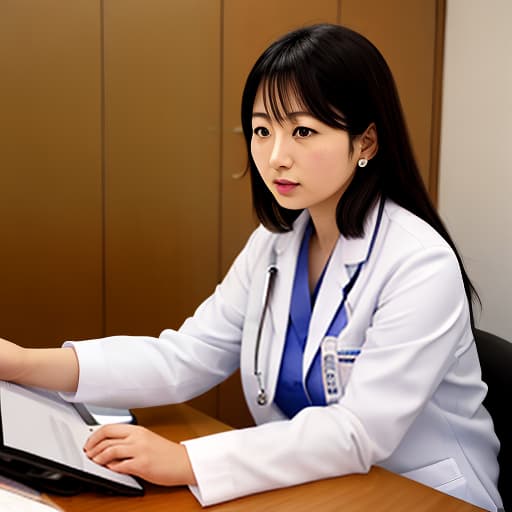  Japanese big-ed female doctor in her early 20s in a examining a .