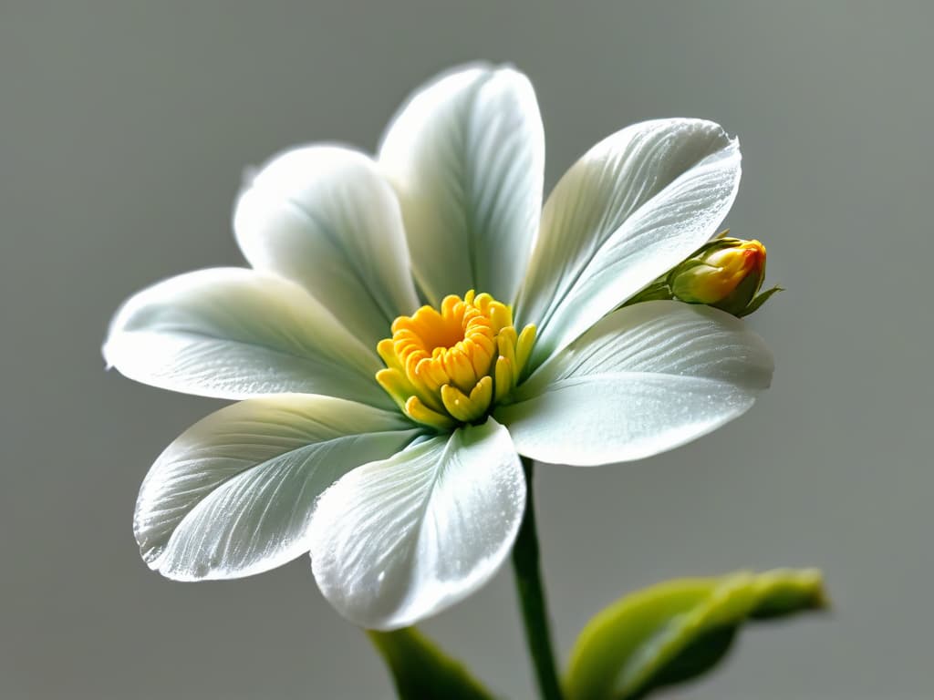  An ultradetailed closeup image of a delicate, intricate sugar flower crafted by Christian Escribà, showcasing the meticulous artistry and attention to detail that characterizes his pastry creations. The image captures the translucency of the sugar petals, the subtle gradient of colors, and the fine texture of the delicate stamens, all set against a softly blurred background to emphasize the craftsmanship and elegance of Escribà's work. hyperrealistic, full body, detailed clothing, highly detailed, cinematic lighting, stunningly beautiful, intricate, sharp focus, f/1. 8, 85mm, (centered image composition), (professionally color graded), ((bright soft diffused light)), volumetric fog, trending on instagram, trending on tumblr, HDR 4K, 8K