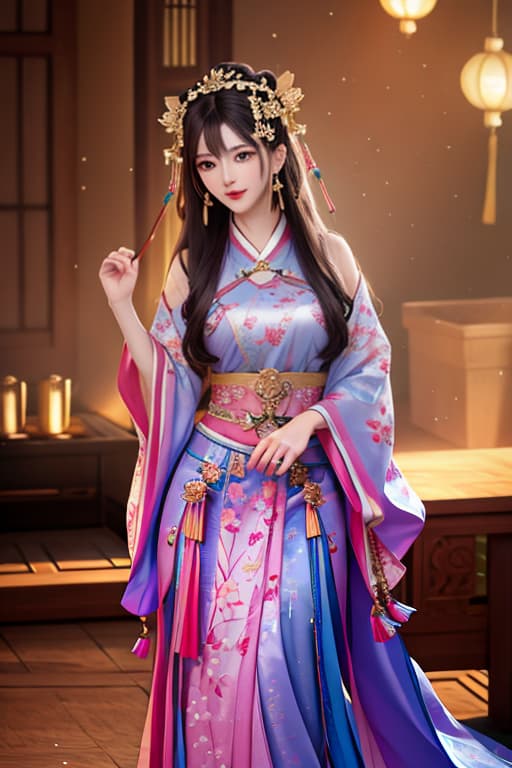  best quality, masterpiece, highres, 1girl,blush,(seductive smile:0.8),star shaped pupils,china hanfu,hair ornament,necklace, jewelry,Beautiful face,upon body, tyndall effect,photorealistic, dark studio, rim lighting, two tone lighting,(high detailed skin:1.2), 8k uhd, dslr, soft lighting, high quality, volumetric lighting, candid, Photograph, high resolution, 4k, 8k, Bokeh hyperrealistic, full body, detailed clothing, highly detailed, cinematic lighting, stunningly beautiful, intricate, sharp focus, f/1. 8, 85mm, (centered image composition), (professionally color graded), ((bright soft diffused light)), volumetric fog, trending on instagram, trending on tumblr, HDR 4K, 8K