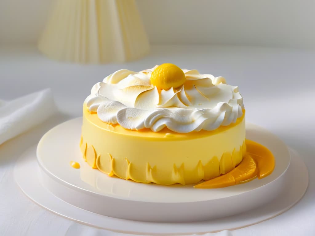  A minimalist and elegant closeup image of a perfect slice of lemon meringue pie, showcasing the layers of zesty lemon curd, fluffy meringue, and crisp golden crust. The focus is on the intricate textures and glossy finish of the dessert, with soft natural lighting enhancing the subtle shadows and highlights, creating a visually appealing and appetizing composition. hyperrealistic, full body, detailed clothing, highly detailed, cinematic lighting, stunningly beautiful, intricate, sharp focus, f/1. 8, 85mm, (centered image composition), (professionally color graded), ((bright soft diffused light)), volumetric fog, trending on instagram, trending on tumblr, HDR 4K, 8K