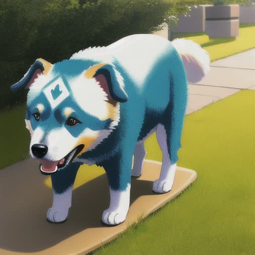  dog, background green