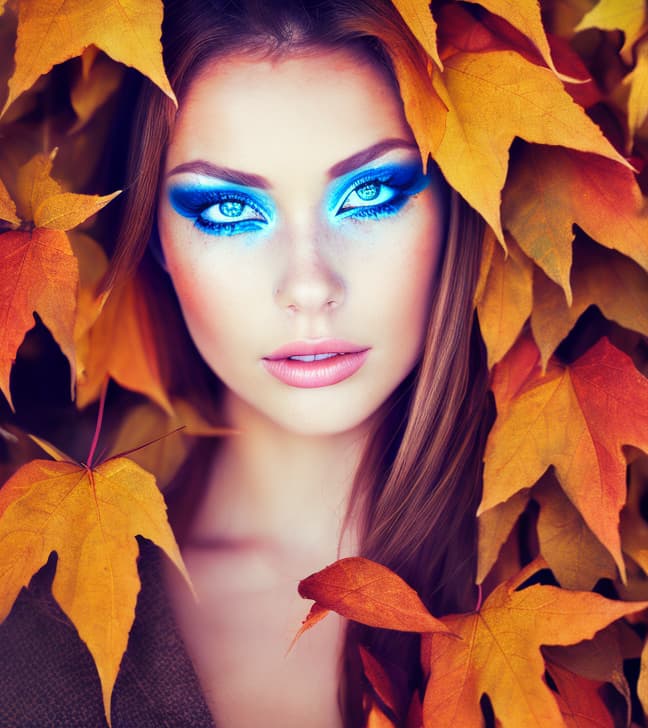 portrait+ style Eyes sparkled with the vibrant colors of autumn leaves