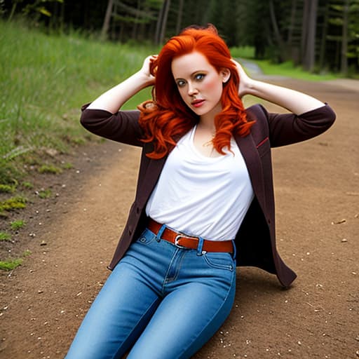  Half redhead in orange jeans getting 