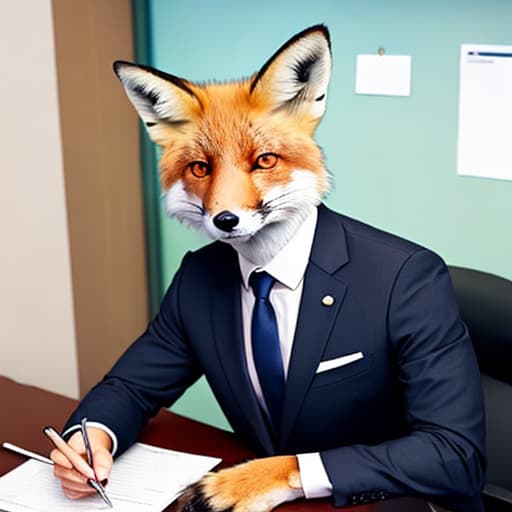  Portrait of Fox in business suit at the office desk