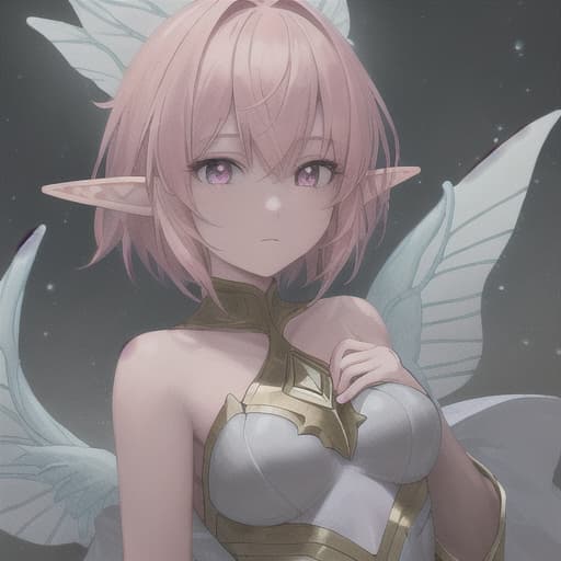  best quality masterpiece detailed light ultra-detailed illutration short pink hair elf ear anime girl