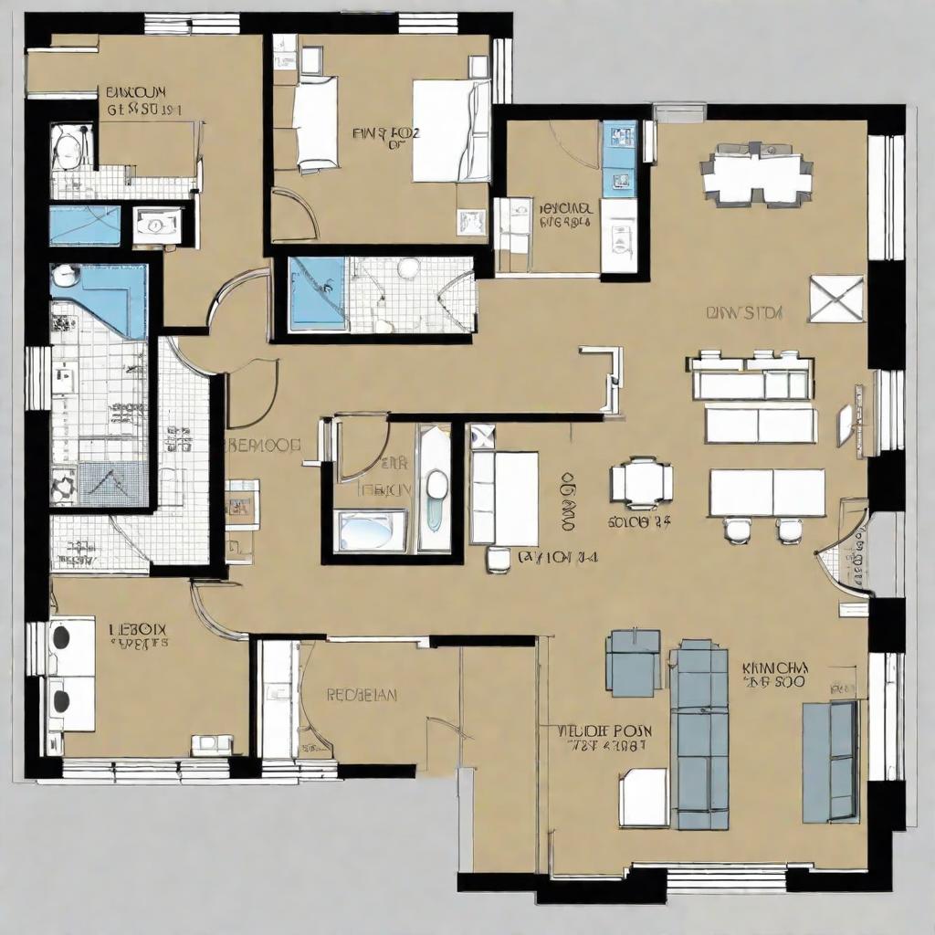  masterpiece, best quality,Siheyuan floor plan