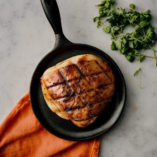 analog style Ingredients grilled over wood flame on plate