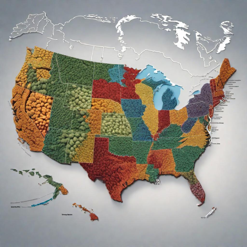  A symbolic image of the United States separating into different sections. The map of the USA should be shown cracking or pulling apart into distinct areas, each represented with unique and contrasting colors to signify the divisions. The image should emphasize the idea of separation while keeping the geography recognizable. hyperrealistic, full body, detailed clothing, highly detailed, cinematic lighting, stunningly beautiful, intricate, sharp focus, f/1. 8, 85mm, (centered image composition), (professionally color graded), ((bright soft diffused light)), volumetric fog, trending on instagram, trending on tumblr, HDR 4K, 8K