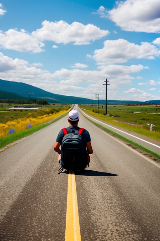  Hitchhiking next to highway