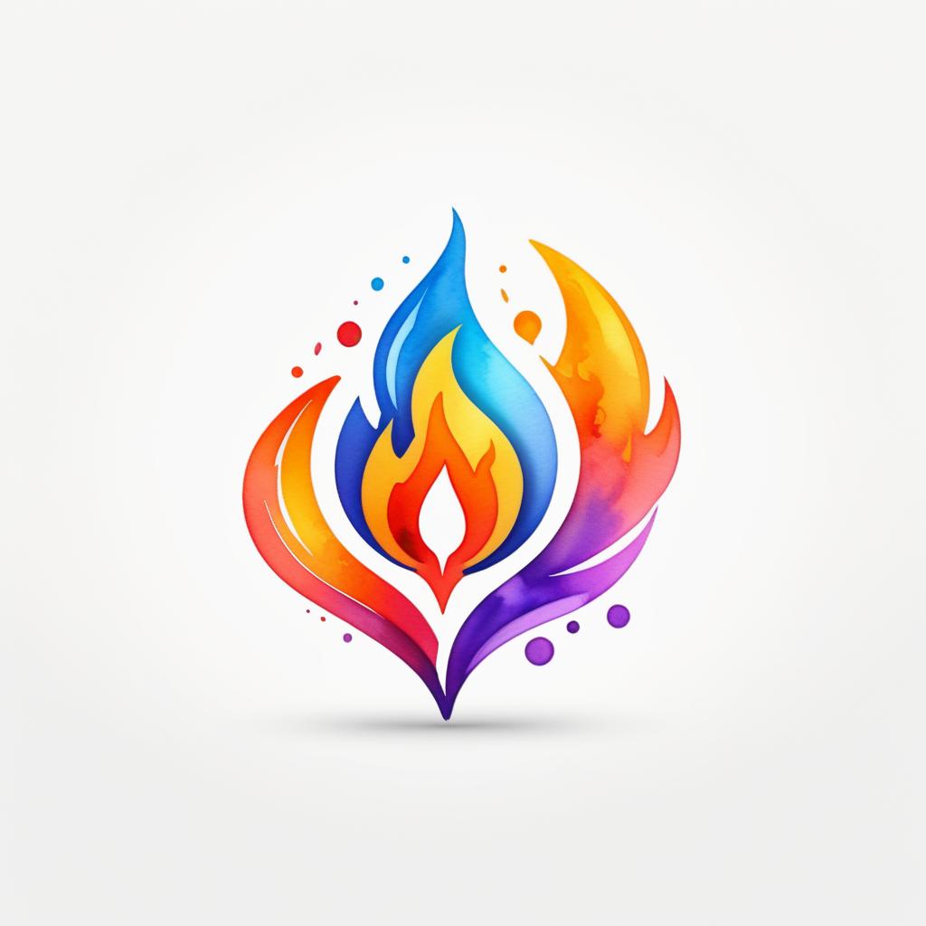  Logo, (watercolor style), fire icon, logo, graphics, 8k, white background, ui, ux, website