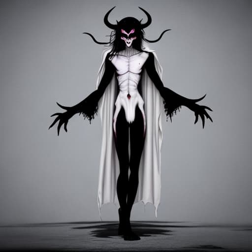  A demon that is tall has white pale skin, is very slim has eyes that are black and sunken
